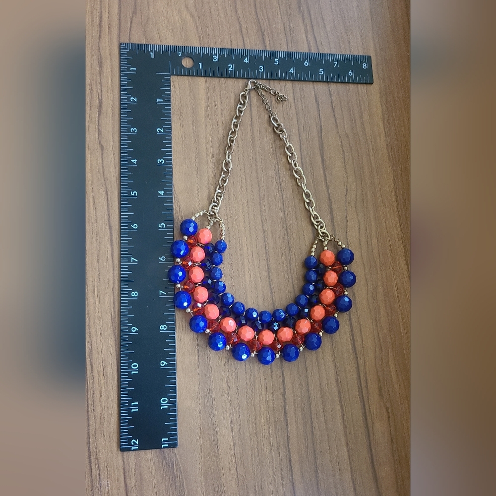Statement Necklace Blue and Orange Beads